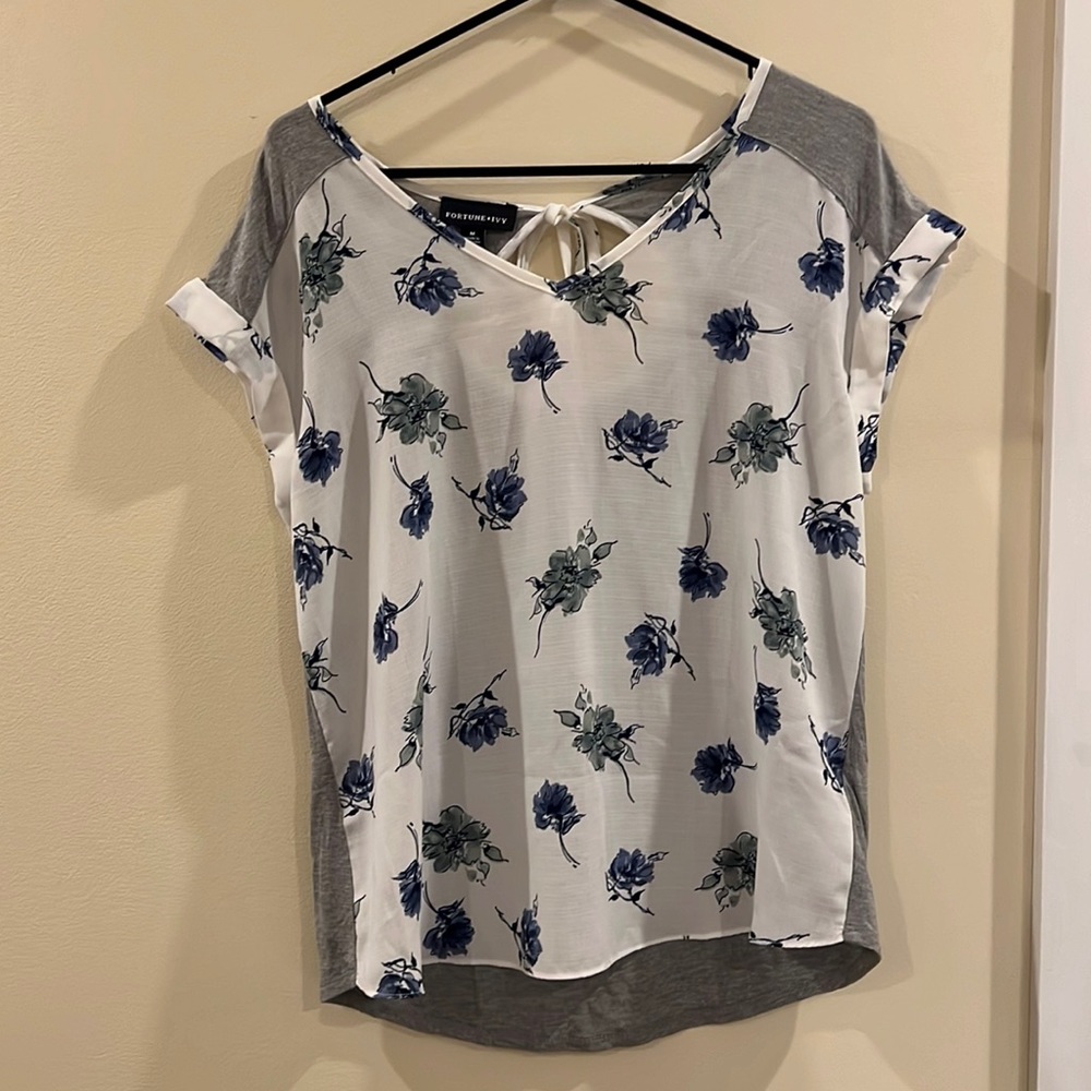 Fortune and Ivy Mixed Material Blouse